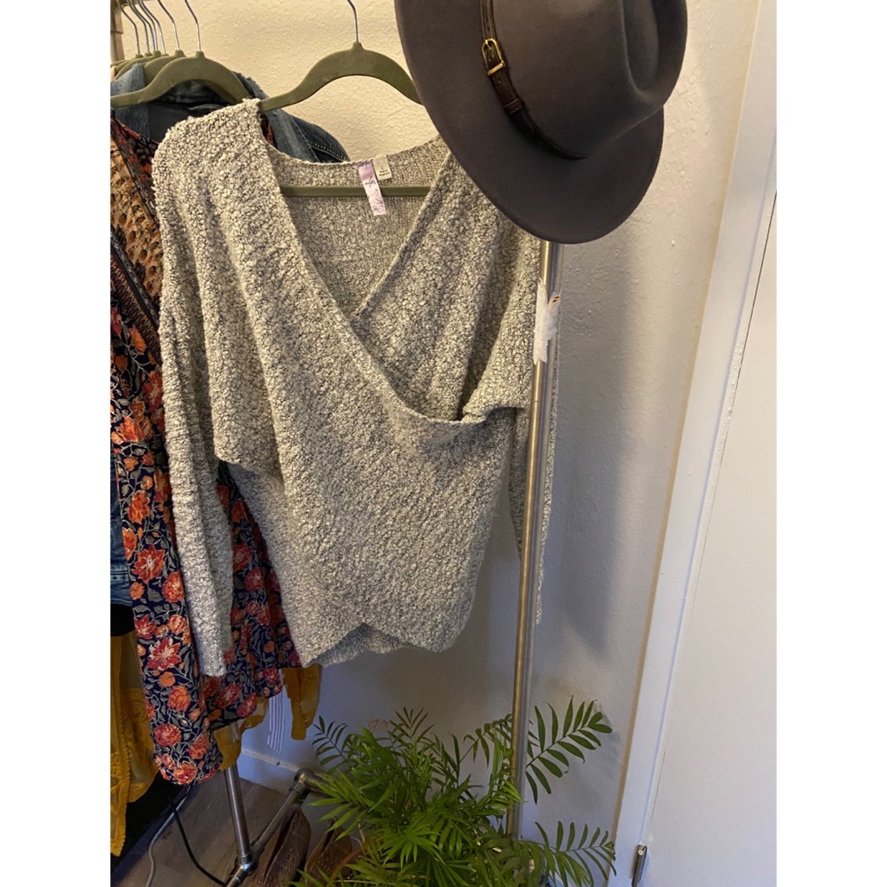 Wrap front sweater